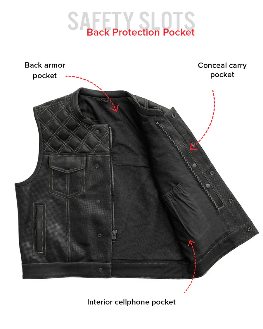 Downside Perforated Men's Motorcycle Leather Vest