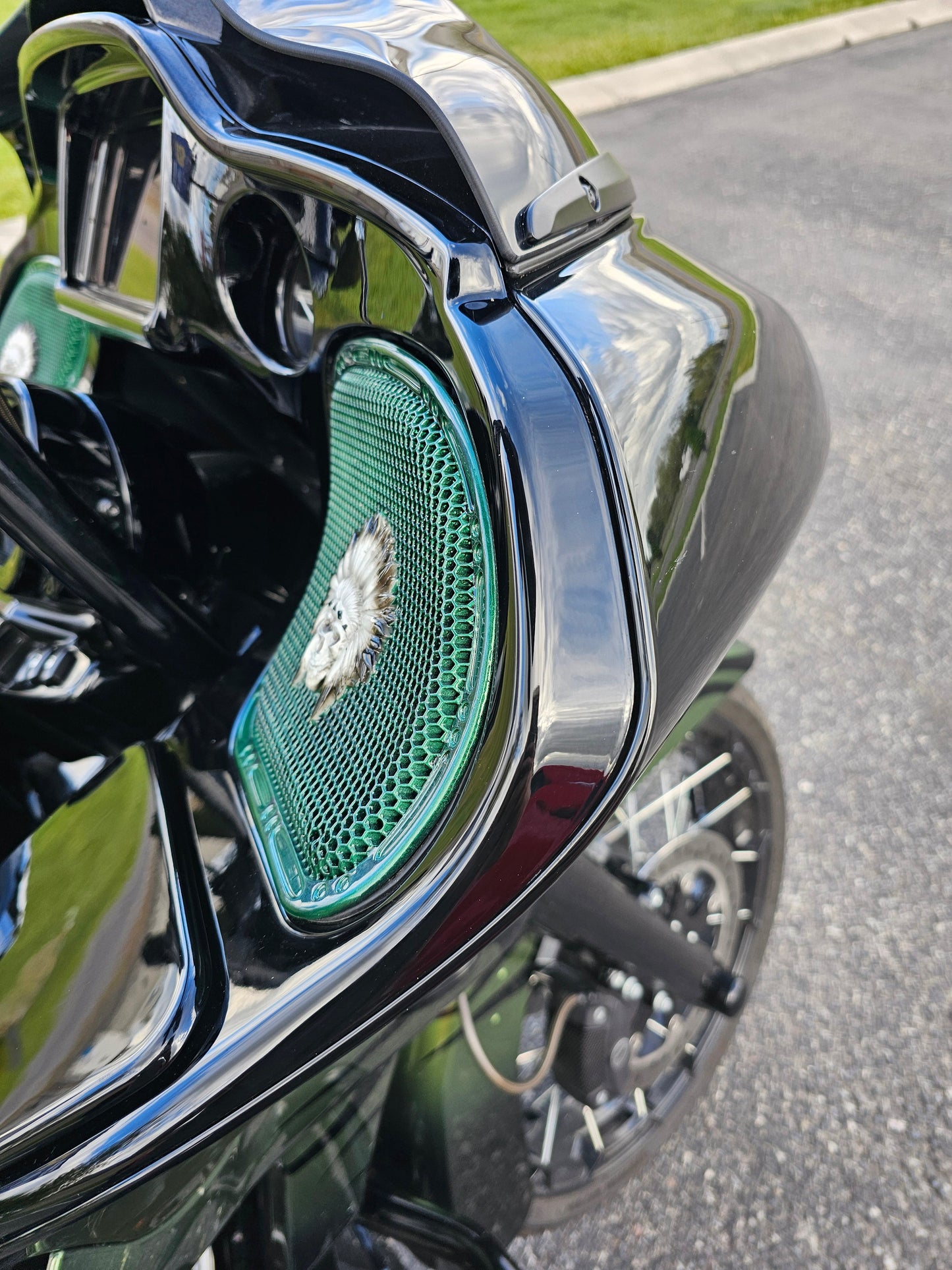 98-2024 Road Glide 3D skull warbonnet speakers grill covers set