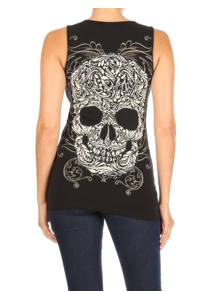 Women’s BLACK Baroque Skull Graphic Tank Top