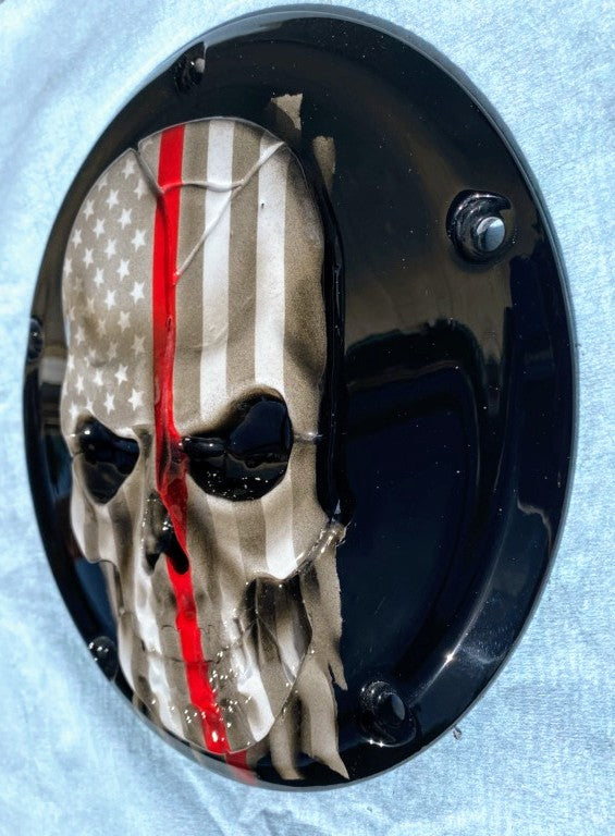 Harley American flag skull with Firefighter Theme flag