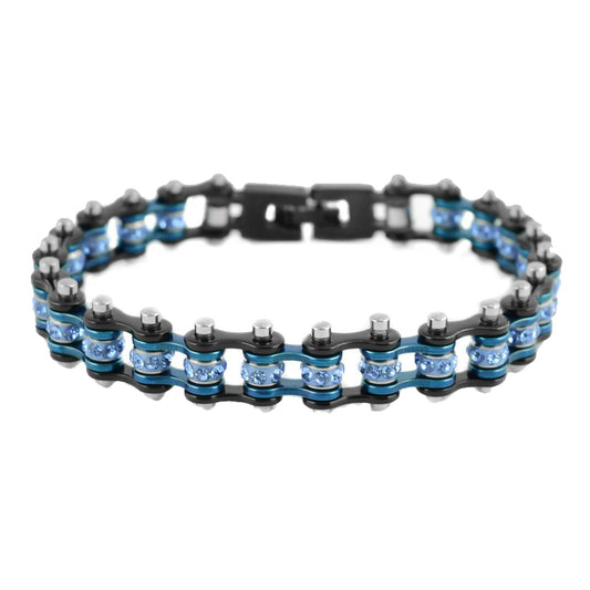 SK2202 Mini Size Two Tone Black Blue With Blue Crystal