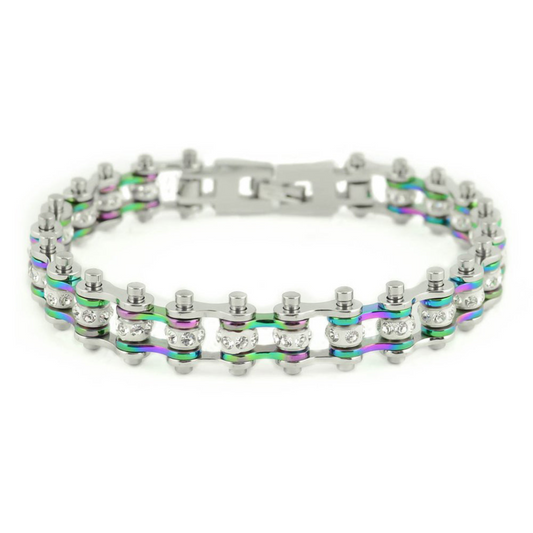 SK2207 Silver & Rainbow Crystal Bracelet