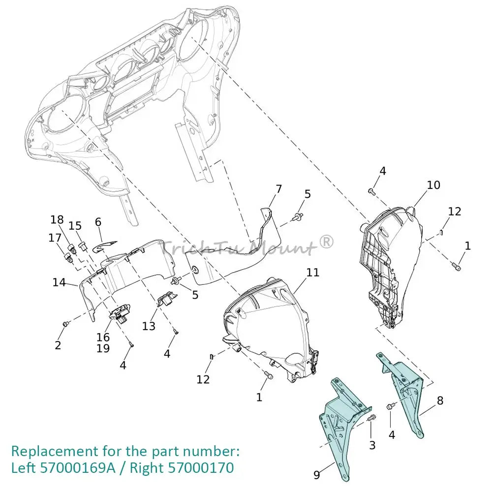 Front Inner Fairing Support Mount Radio Bracket For Harley Touring Street Electra Glide Ultra 2014-2024 Motorcycle Accessories