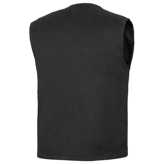 Men's Black Plain sides Denim Motorcycle Vest – Heavy Snaps