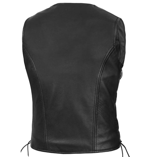 Women's Stylish Open Neck Side Lace Zipper Front Vest
