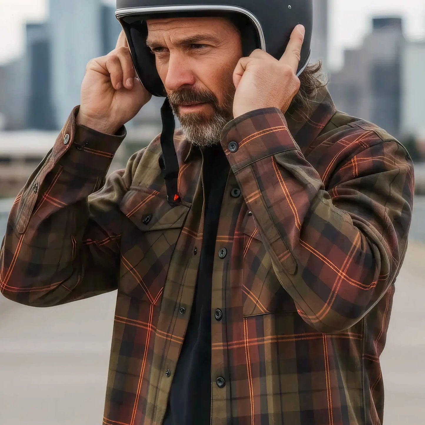 Hot Leathers Green Orange and Brown Flannel Shirt