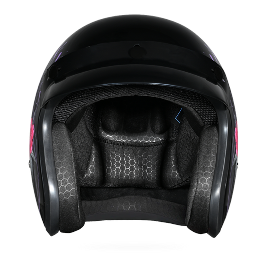 DOT Approved Daytona Cruiser Open Face Motorcycle Helmet - Men, Women & Youth - With Visor & Graphics - W/ Butterfly