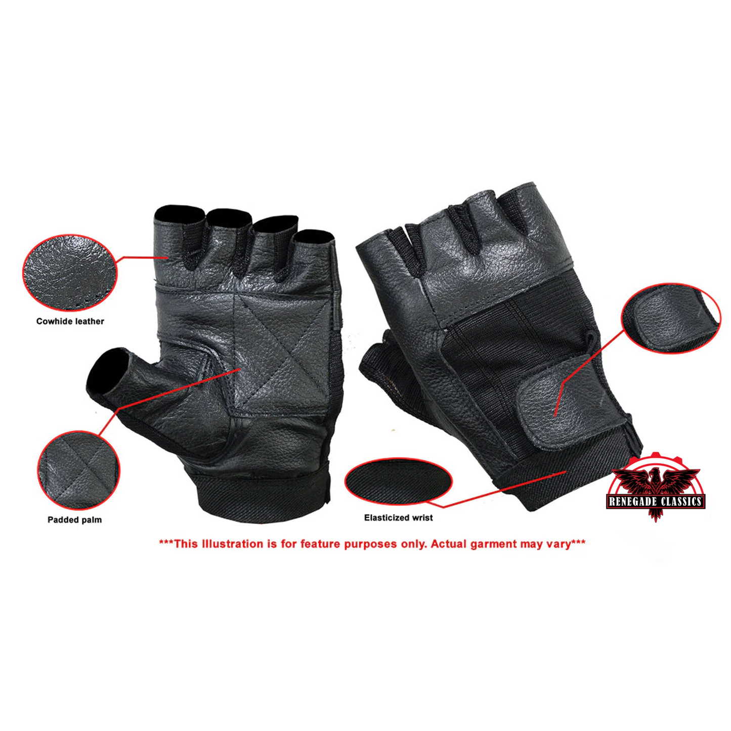 Leather / Mesh Fingerless Glove