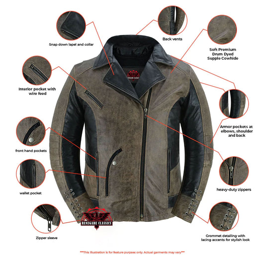 Fusion Flow Women's Leather Motorcycle Jacket