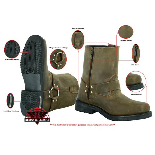 Ghoststep Men's 7" Motorcycle Leather Boots – Brown