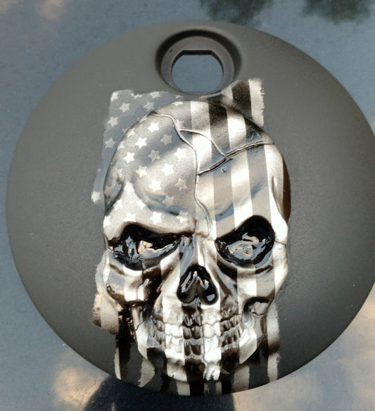 Skull American flag Harley fuel door