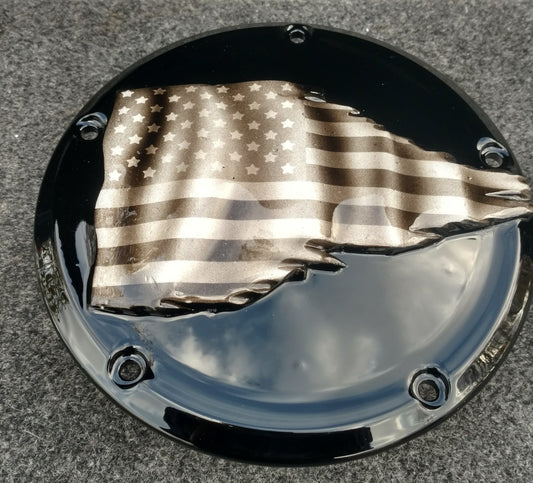Tattered American Flag Harley derby cover