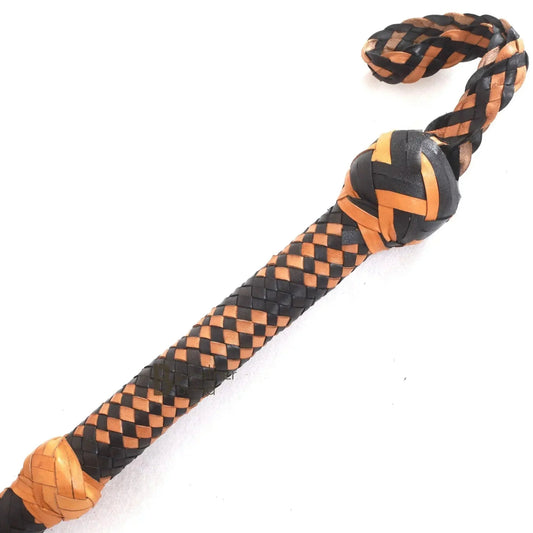 Indiana Jones Bull Whip | Tan and Black Kangaroo Hide | 6 to 16 Feet | 16 Strands | Leather Belly and Bolster – Leather Bond