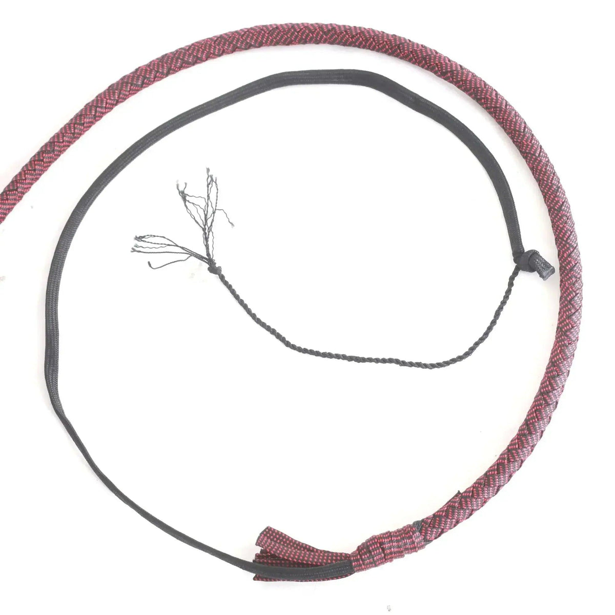 Paracord Bullwhip — 12-Strand, Red & Black, 6–8 ft