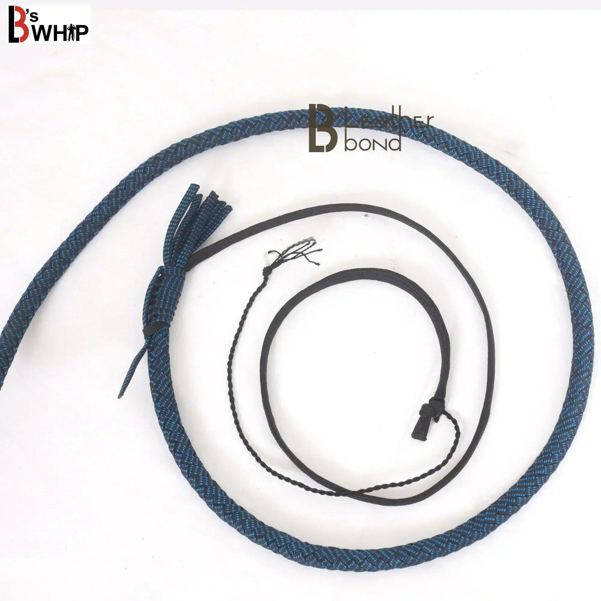 Blue and Black Paracord Bullwhip | 6 & 8 Feet | 12 Strands Nylon Bull Whip | Whips for Sale – Leather Bond