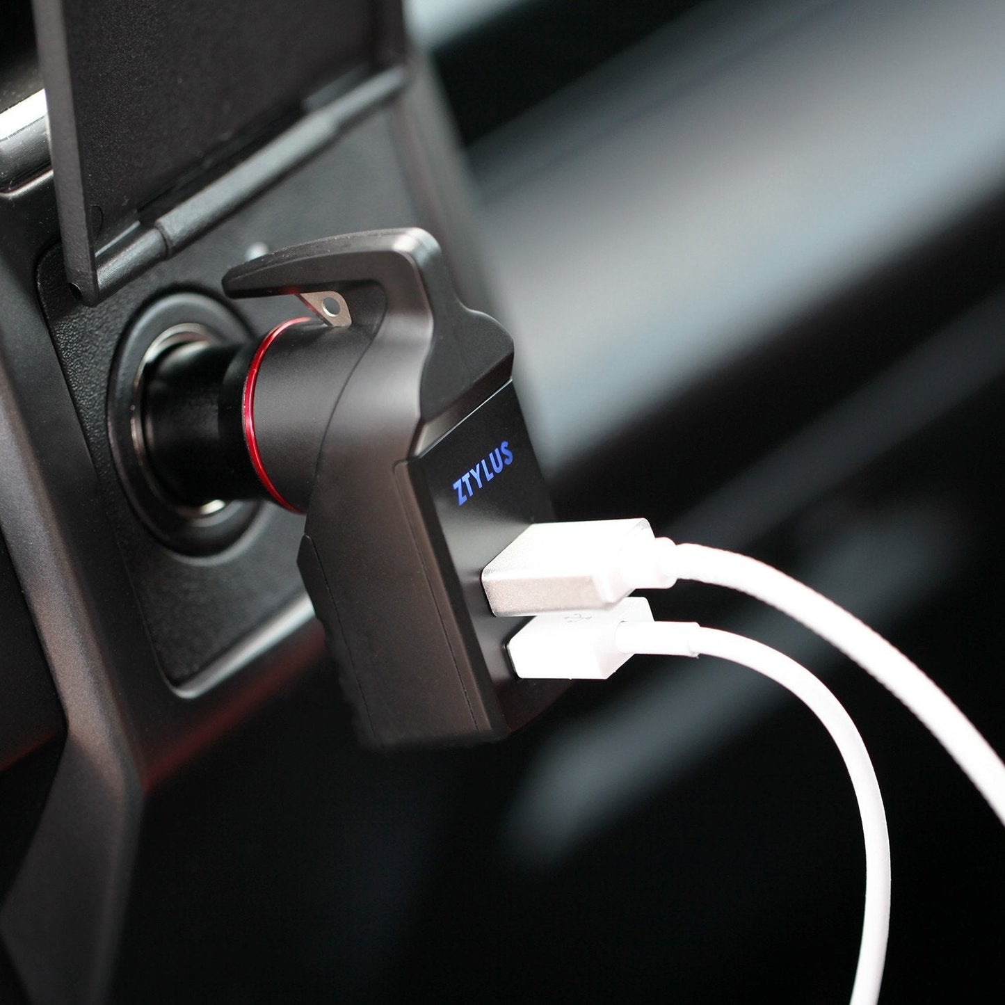 USB Car Charger Emergency Tool (White)