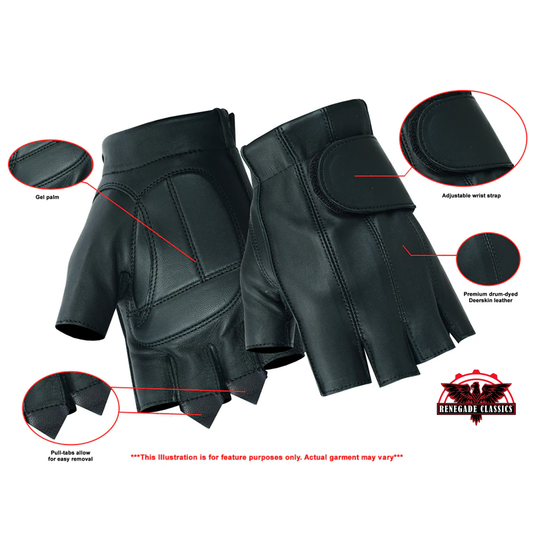 Men's Tough Deer Skin Fingerless Glove