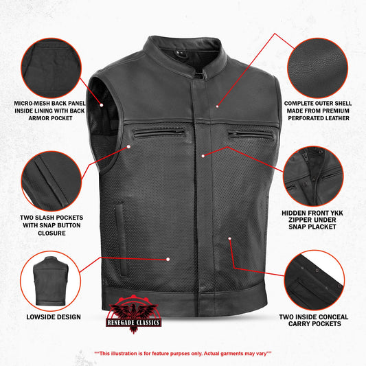 Gravel Ghost™ Lowcut Men’s Leather Motorcycle Vest
