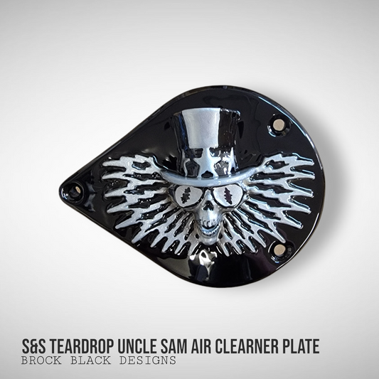 S&S teardrop 3 hole air cleaner cover plate Uncle Sam