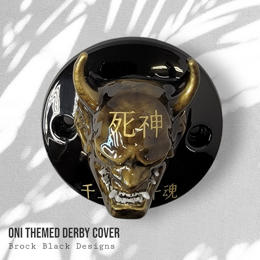 Oni themed Harley derby cover