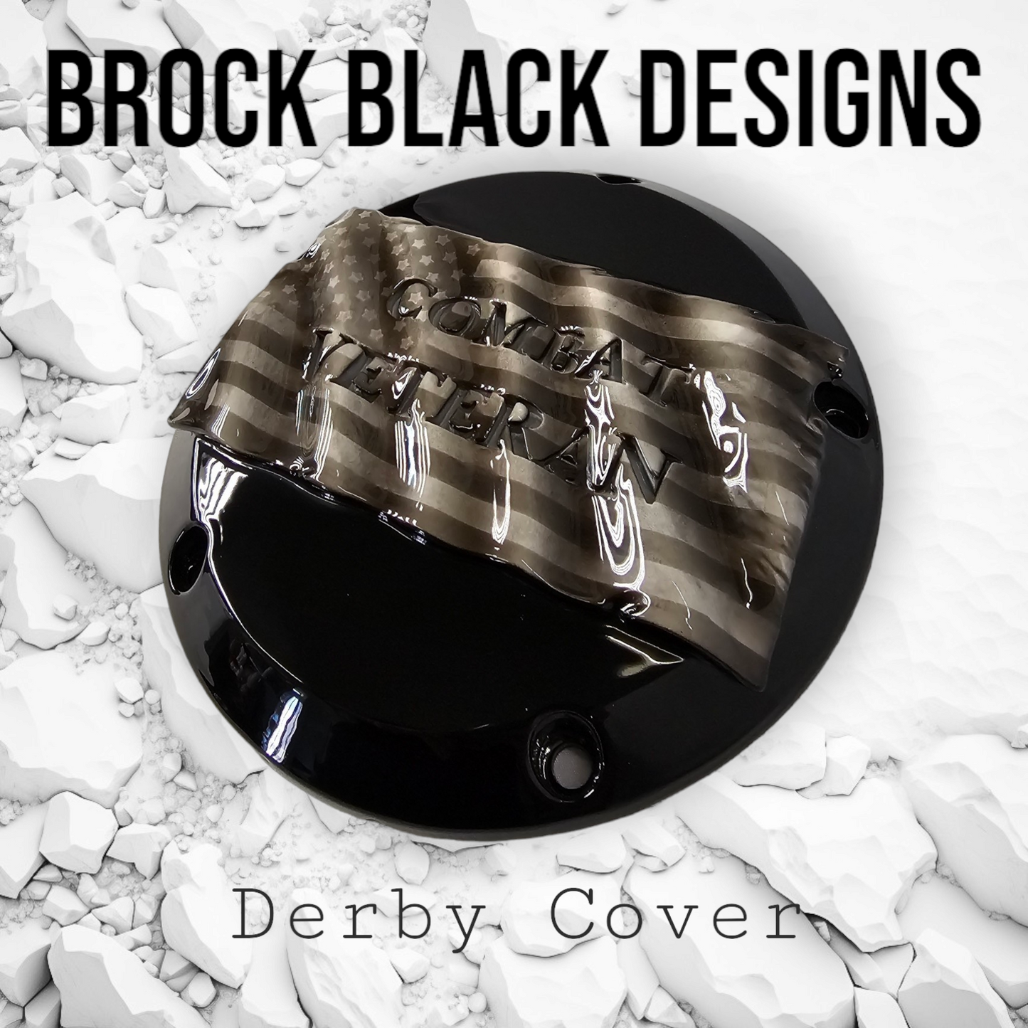 Tattered American Flag with Cobat Veteran Harley derby cover