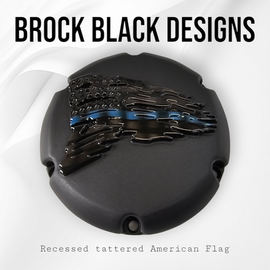 Recessed Tattered American Flag Harley derby cover
