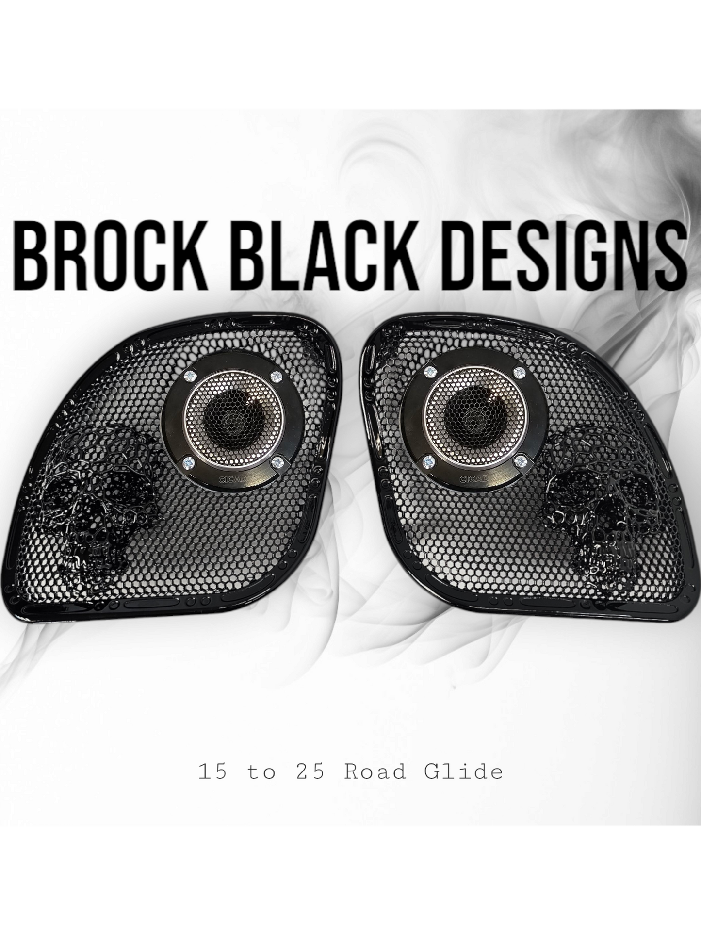 98 to 23 Road Glide webbed skull with Diamond speakers grill covers set