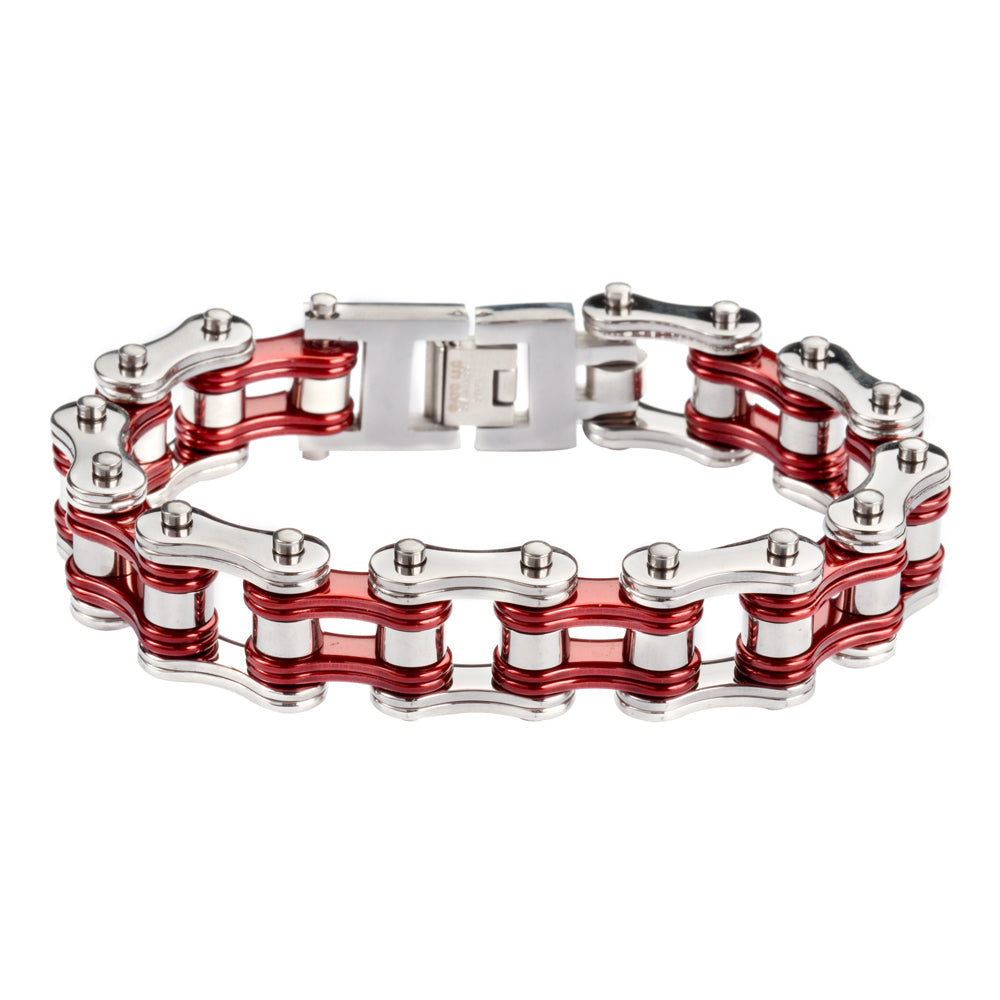 SK1230 Two Tone Silver Candy Red Bracelet