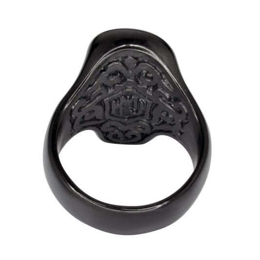 SK1743 Unisex Guy Fawkes Ring "Anonymous Mask" Black Edition Stainless Steel Motorcycle Jewelry Size 6-14