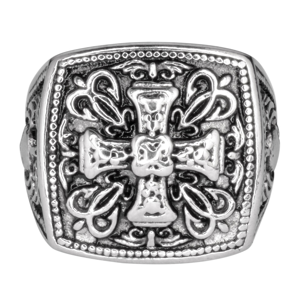 SK1750 Gents Greek Cross Ring Stainless Steel Motorcycle Jewelry Size 9-14