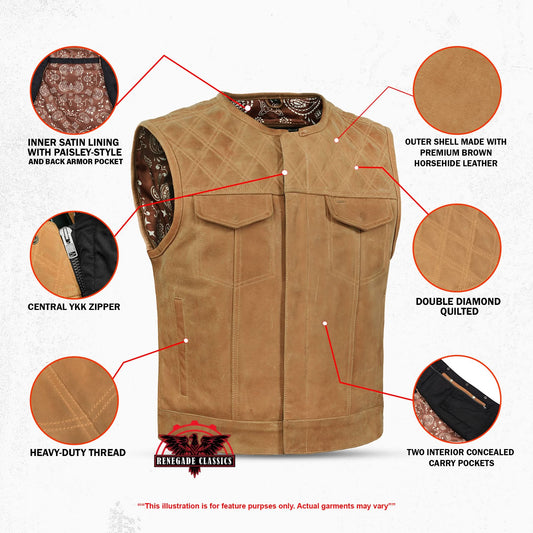 Rustic Rebel™ Lowcut Men’s Brown Leather Vest