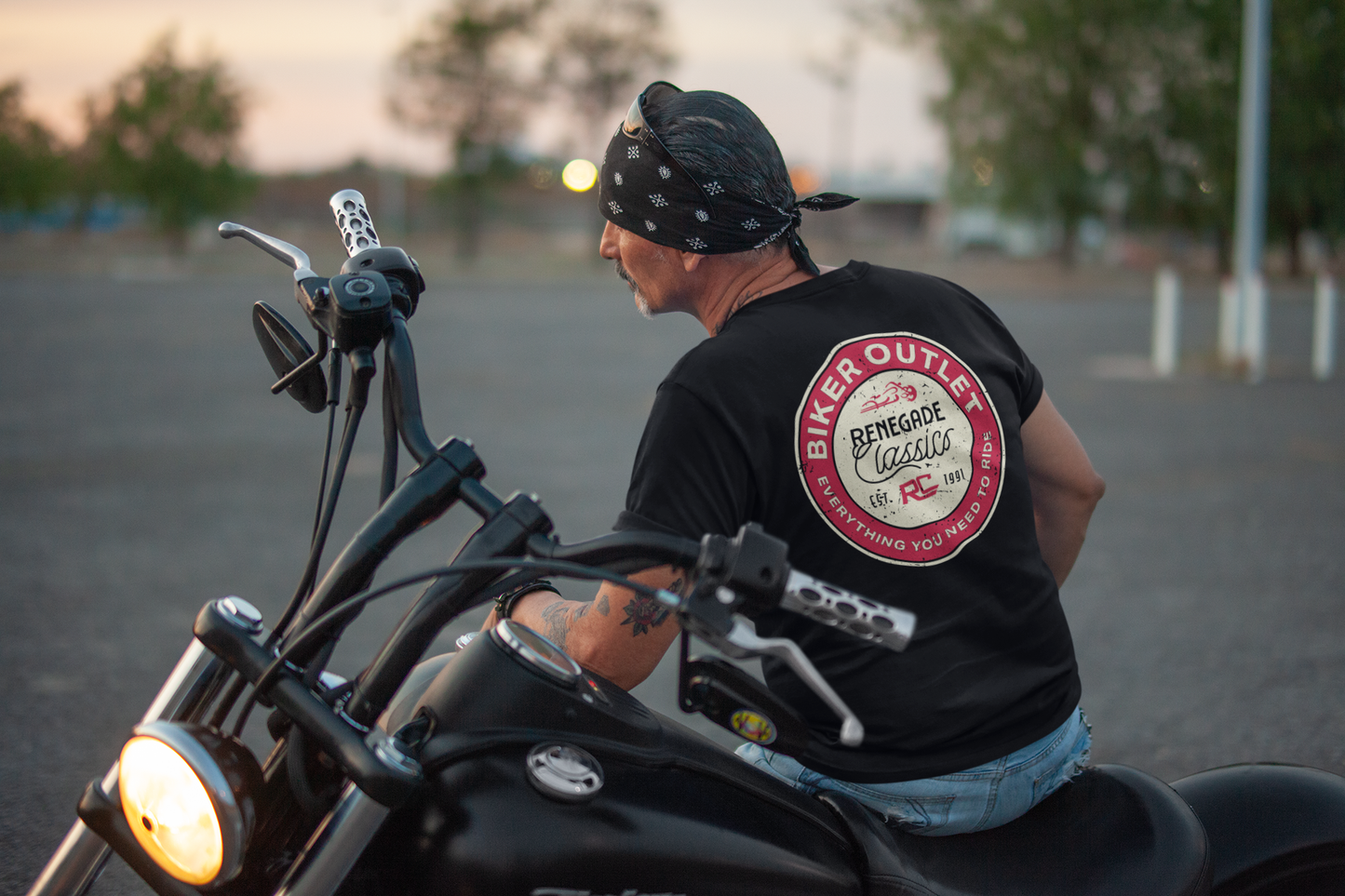 RC Retro Sign Black Mens Motorcycle T-Shirt