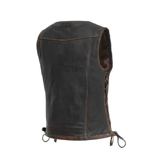 Cindy - Women's Motorcycle Leather Vest Brown Beige