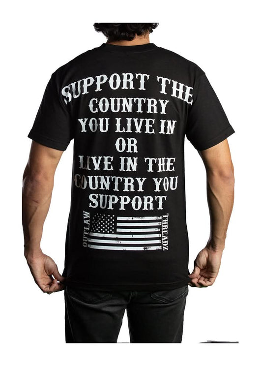 Men's Outlaw Threadz American Support USA Country Flag T Shirt