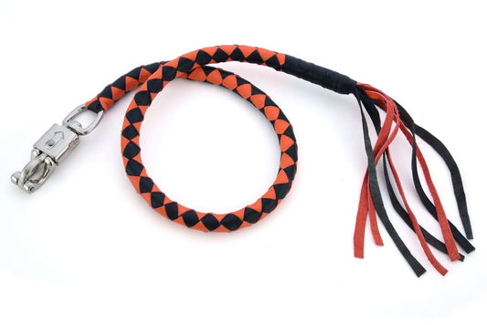GBW22 Leather Biker Whip-Orange/Black