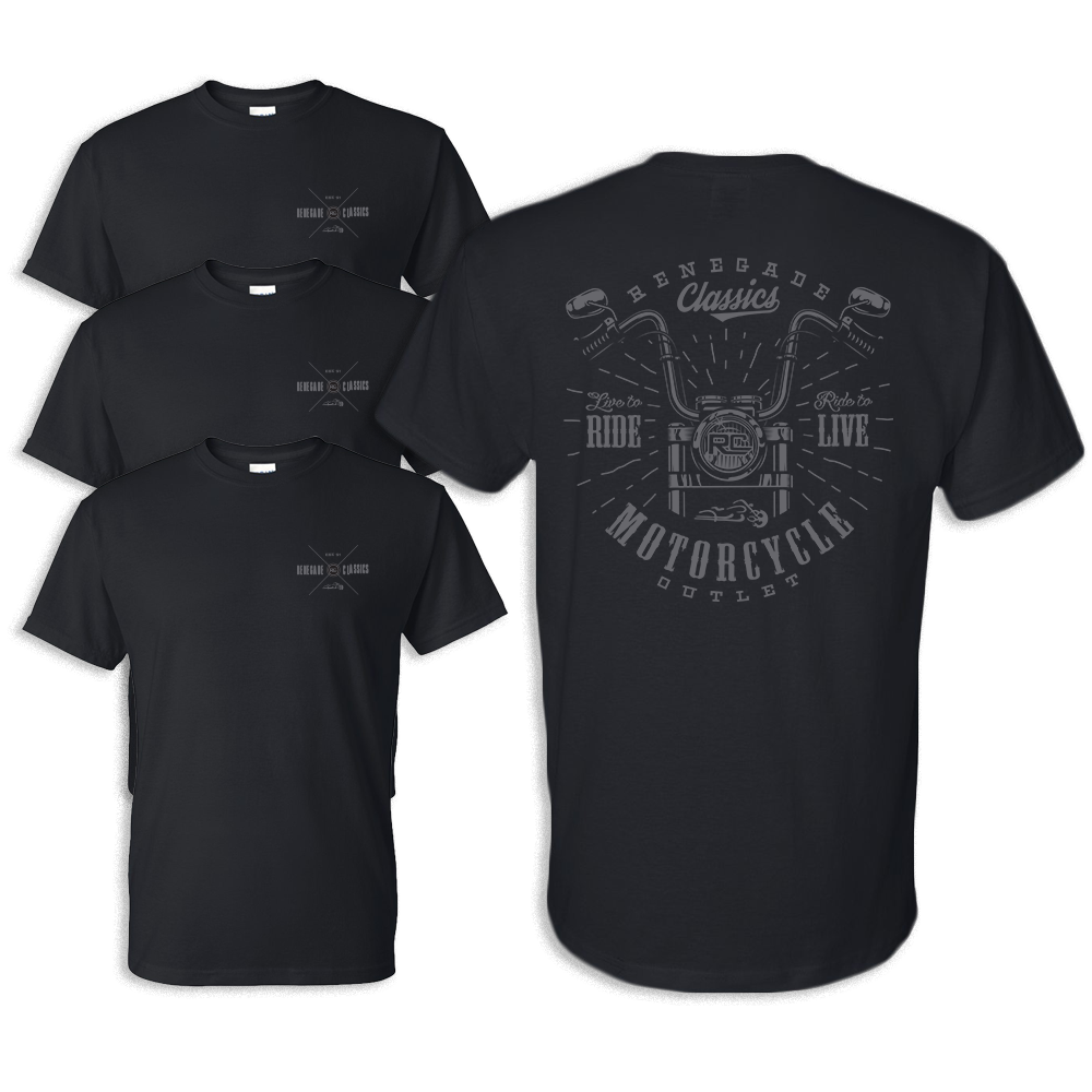 RC Handlebar Black Mens Motorcycle T-Shirt