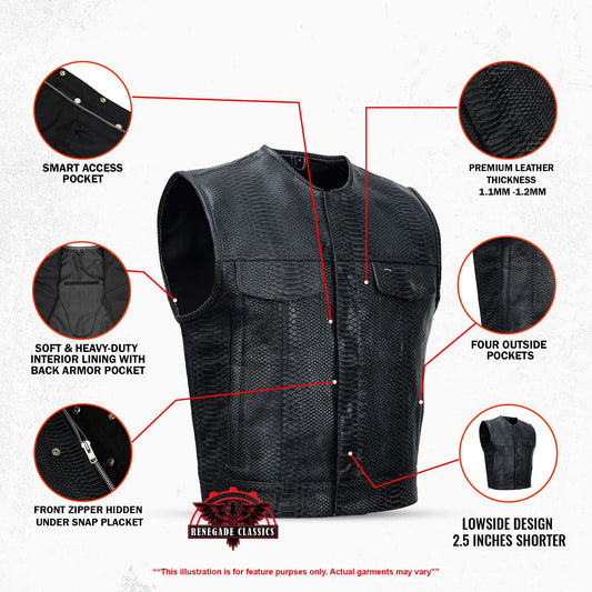Leather Fang Lowcut Men's Leather Vest