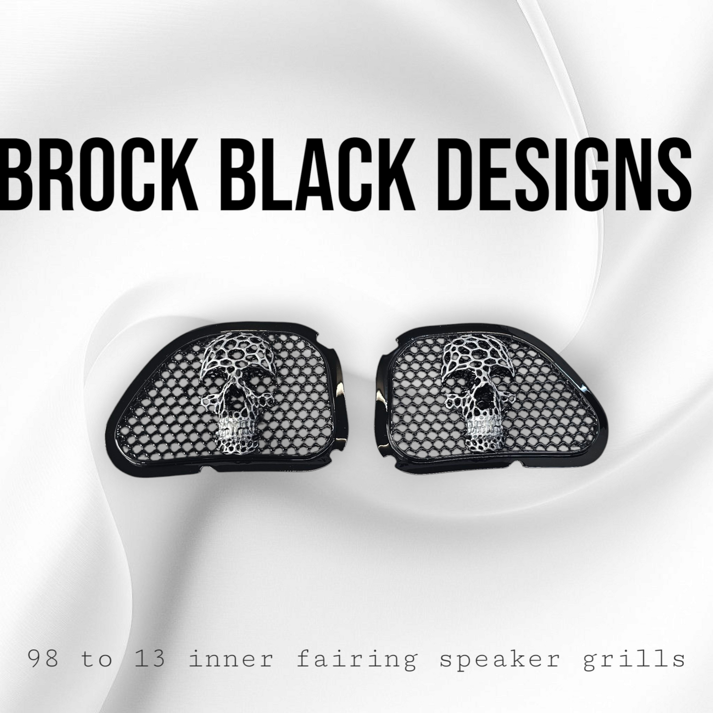 98-2024 Road Glide 3D webbed Skull speakers grill covers set