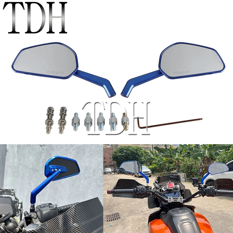 Rearview Mirrors 8mm 10mm Motorcycle Rear View Mirror For Harley Pan America 1250 Softail Fat Bob Sportster XL Nightster Touring