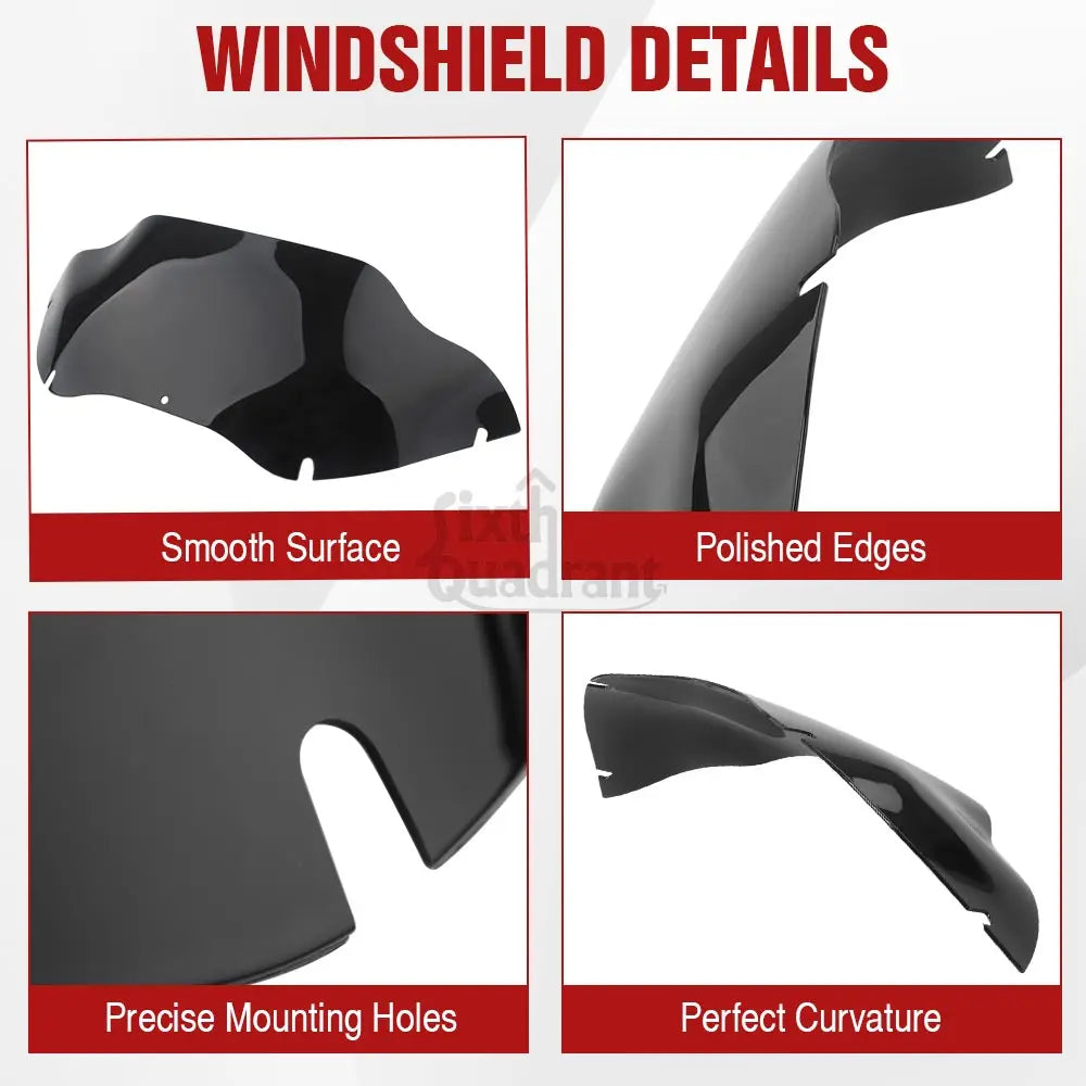Motorcycle 9.5" Windshield Fairing Windscreen Wind Deflector for Harley Touring Road Glide EFI CVO Custom FLTR FLTRX 1998-2013