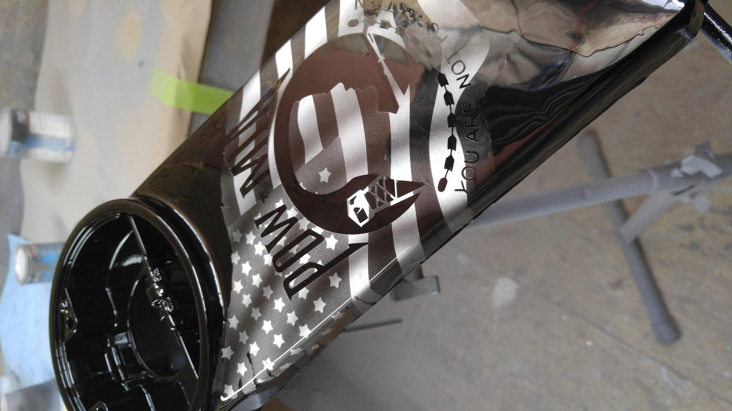 Harley Black and white POW MIA tribute console