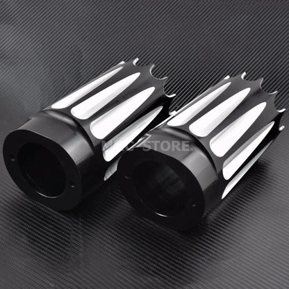 MACTIONS Front Fork Boot Slider Cover Black/Chrome For Harley Touring Road King Electra Street Glide FLHT FLHX Trike 84-13 14-25