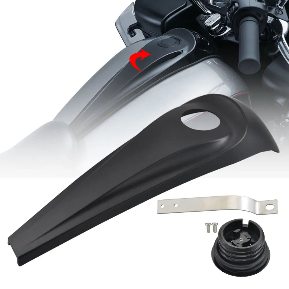For Harley Touring Glides Road King 08 Up Motorcycle Black Smooth Dash Fuel Tank Console Trim Panel Kit Oil Gas Tank Cover Cap