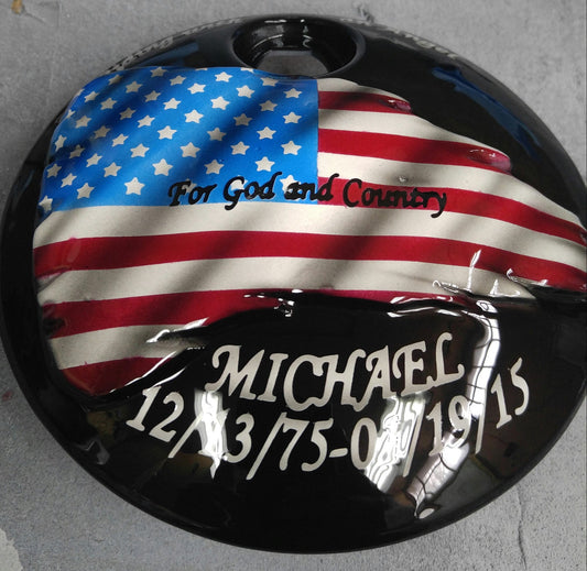 Harley fuel door American flag with memorial