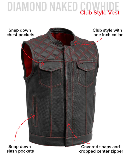 Downside Perforated Men's Motorcycle Leather Vest