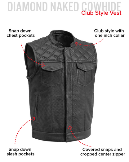 Downside Perforated Men's Motorcycle Leather Vest