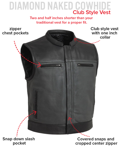 Two Tone Lowrider Perforated Men's Leather Vest