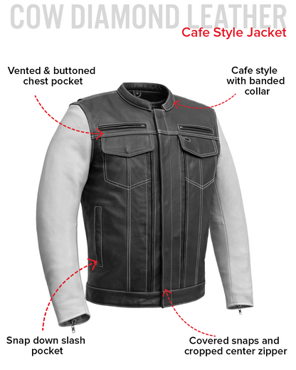 Vincent Men's Cafe Style Leather Jacket