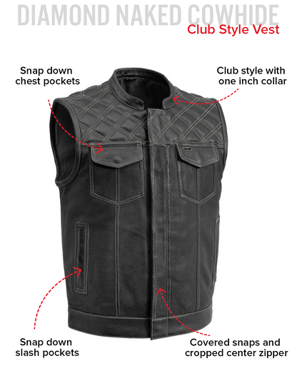 Downside Perforated Men's Motorcycle Leather Vest