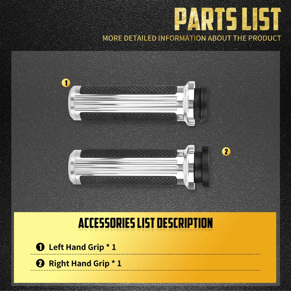 25mm Motorcycle 1'' Handlebar Grips Electronic Throttle Hand Grips Aluminum For Harley Touring 2008-2025 Electra Glide Softail